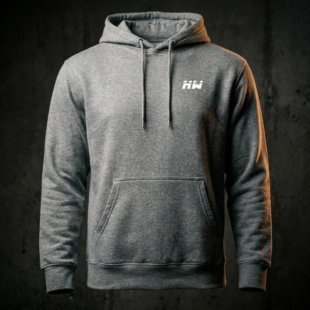 HEAVEYWEIGHT hoodie in Vintage Heather — premium studio shot on dark concrete